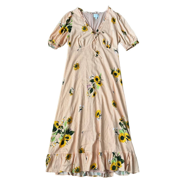 Sugarlips Dresses & Skirts - Peach Sunflower Midi Dress Size Large
